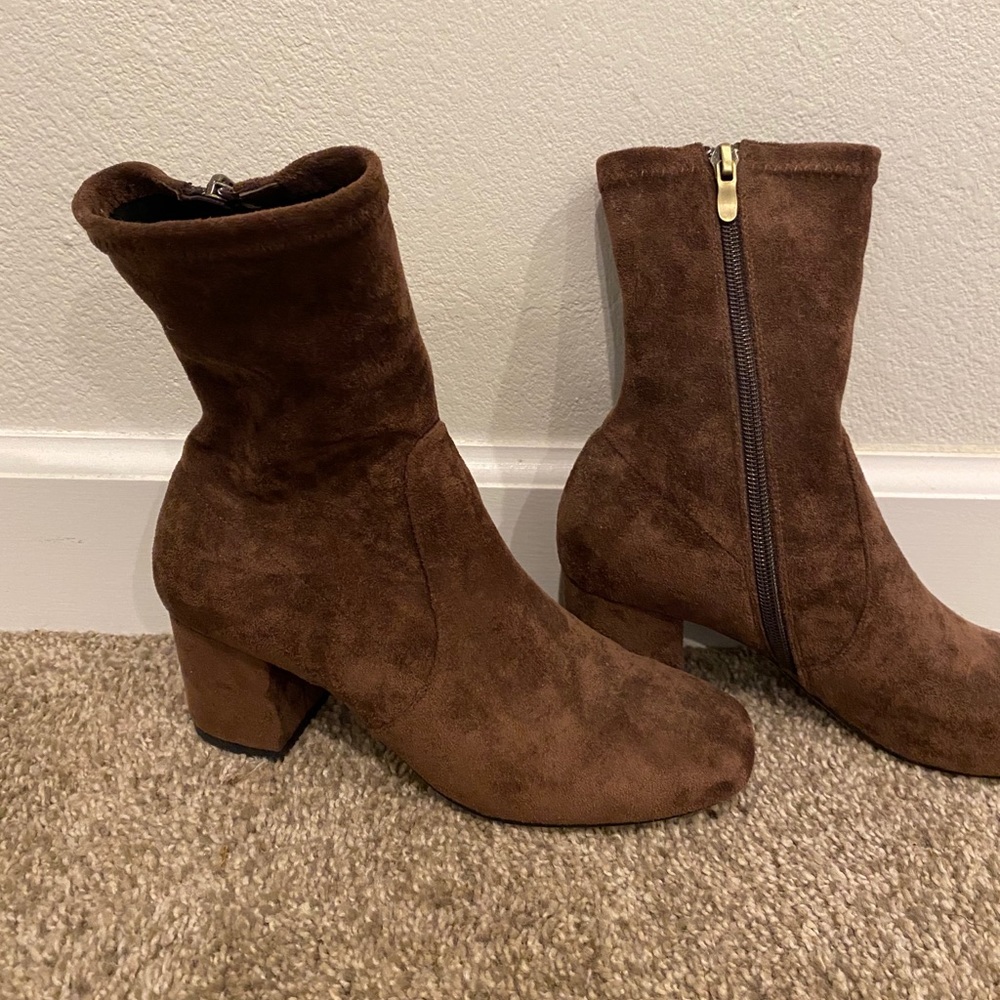 Suede sock booties